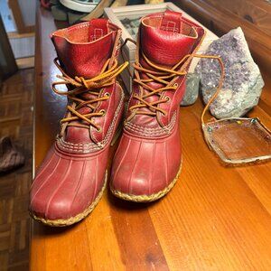 Limited Edition Red Leather LL Bean Boots Size 7 Womens